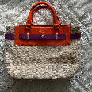 Kate Spade Authentic Multicolor Leather And Canvas Bourbon Street Tote